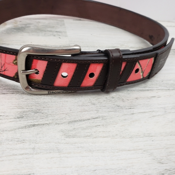 Browning pink camo belt women's 30 leather hunting - Picture 6 of 8